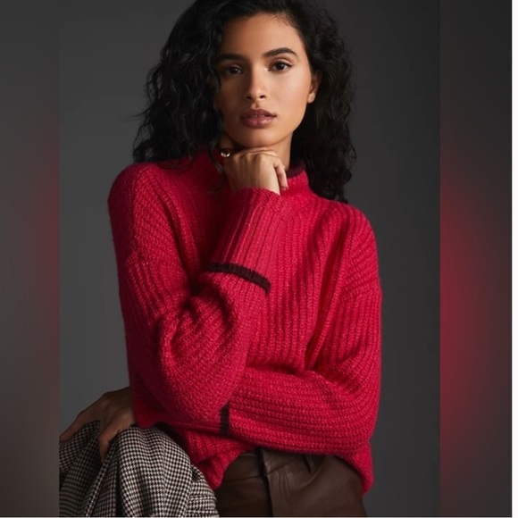 Women’s Maeve Mock-Neck Color-Tipped Sweater By Anthropologie S - Picture 1 of 8